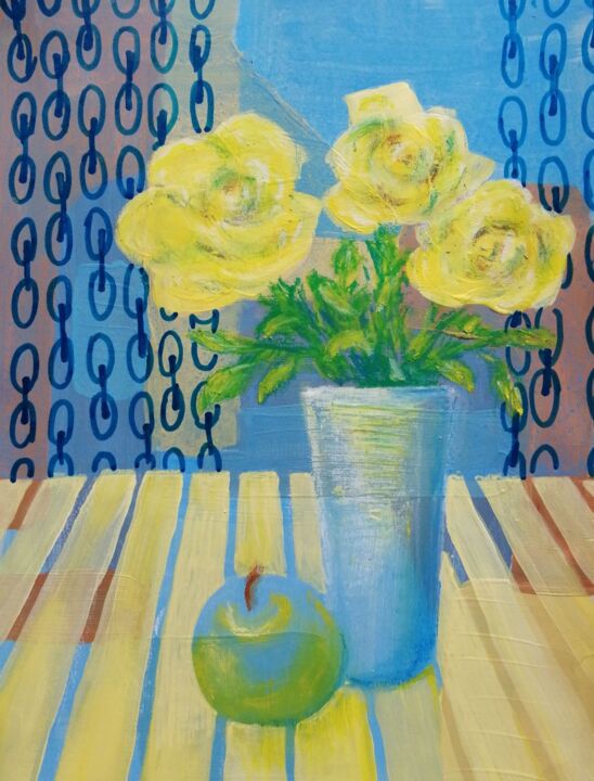 「yellow roses are tr…」というタイトルの絵画 Svetlana Ermolinaによって, オリジナルのアートワーク, アクリル