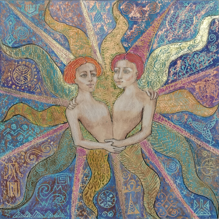 Schilderij getiteld "Gemini" door Erna Berger Moise, Origineel Kunstwerk, Pastel