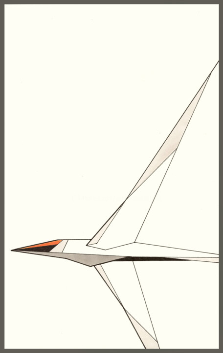 Dibujo titulada "Bird_234" por Ernst Kruijff, Obra de arte original, Rotulador