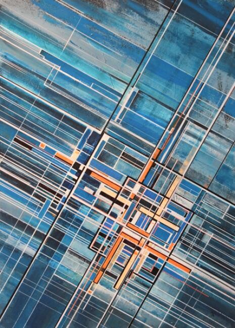 Painting titled "Linear composition…" by Ernst Kruijff, Original Artwork, Acrylic