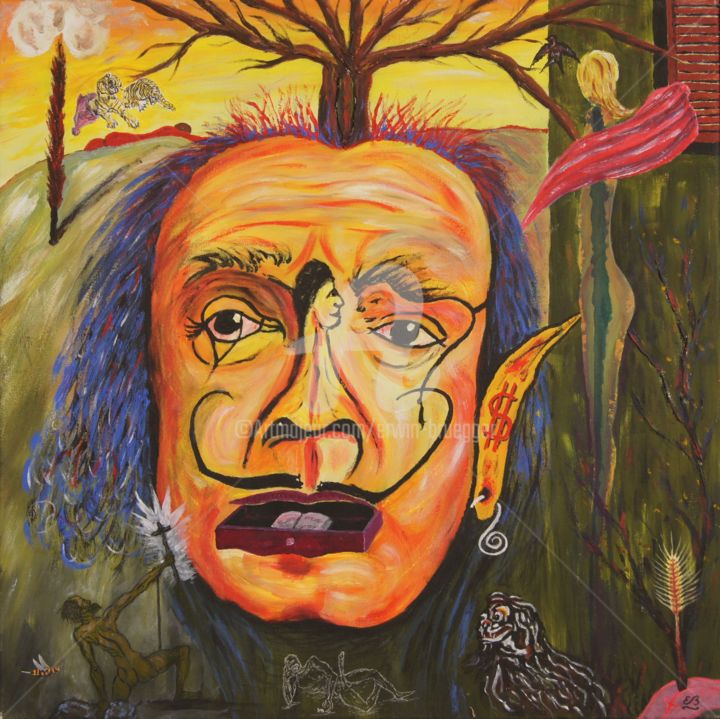 Malerei mit dem Titel "El mayor (S.Dalí)" von Erwin Bruegger, Original-Kunstwerk, Acryl Auf Keilrahmen aus Holz montiert