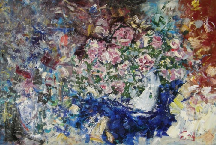 "Kwiaty z niebieskim…" başlıklı Tablo Eryk Maler tarafından, Orijinal sanat, Petrol