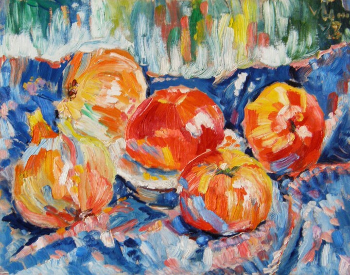 Pintura intitulada "cebule pomidor i ja…" por Eryk Maler, Obras de arte originais, Óleo
