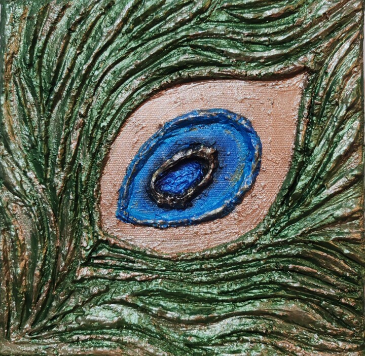 Schilderij getiteld "Eye of the peacock" door Esen Susuz Terzi, Origineel Kunstwerk, Acryl