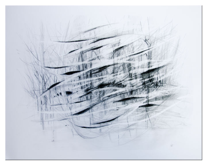 Drawing titled "Passages" by Gérard Esquerre, Original Artwork, Pencil Mounted on Cardboard