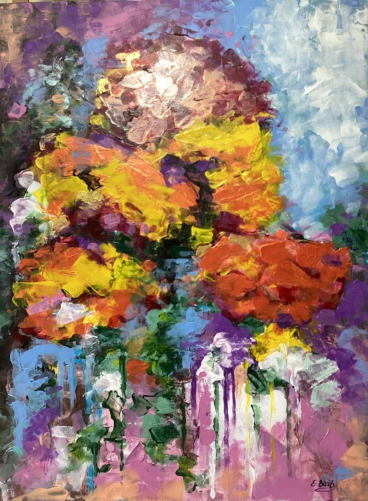 Schilderij getiteld "Lilac Serenity" door Eva Bazhenova, Origineel Kunstwerk, Olie