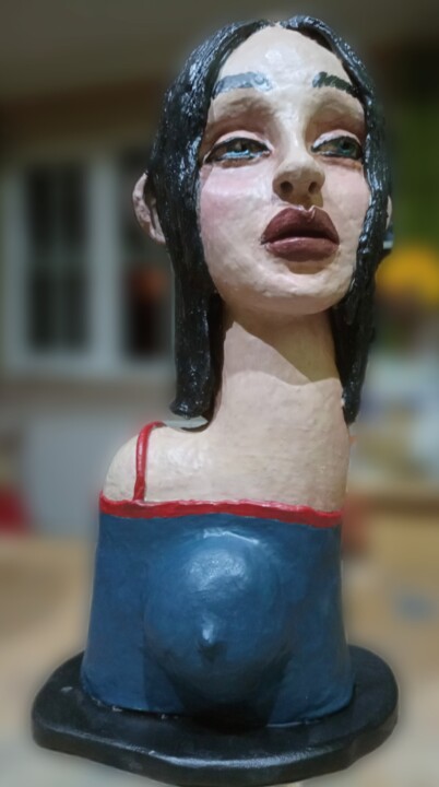 Sculpture titled "Frauenskulptur " Ch…" by Eva Diez, Original Artwork, Clay