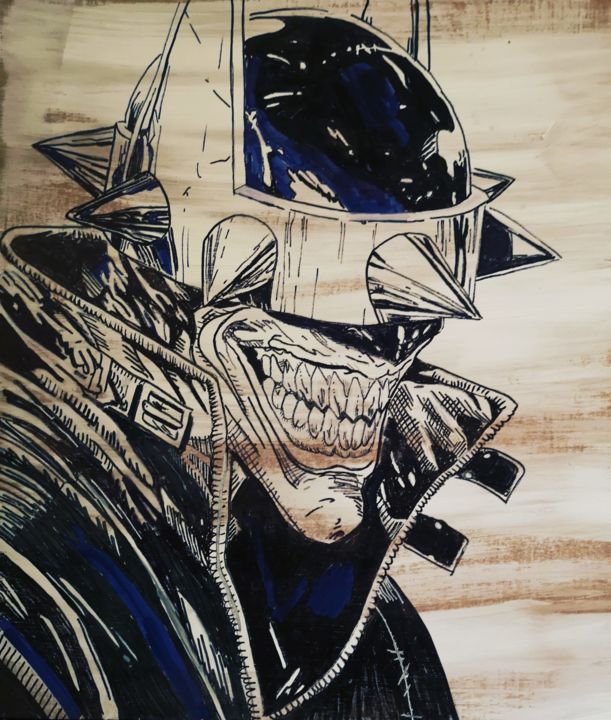 Ζωγραφική με τίτλο "Batman Joker" από Eva Pantera, Αυθεντικά έργα τέχνης, Μαρκαδόρος