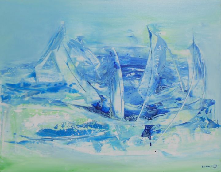 Peinture intitulée "n-197-les-voiles.jpg" par Eve Charlouty, Œuvre d'art originale, Acrylique