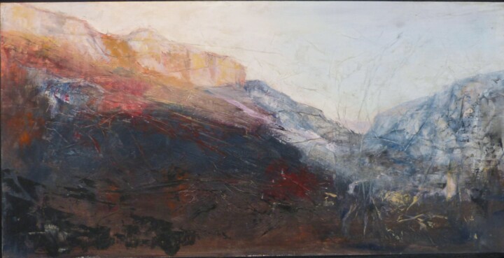 Painting titled "la vallée de l'Alba…" by Eve Hernandez, Original Artwork, Oil