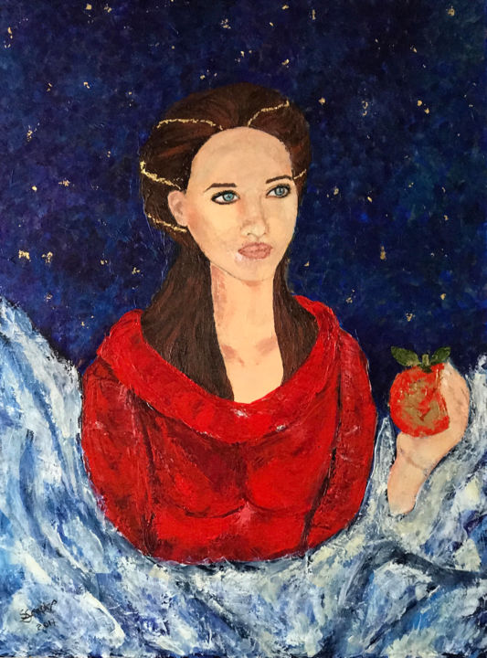 Pittura intitolato "Aphrodite et la pom…" da Sylvie Seassal, Opera d'arte originale, Acrilico