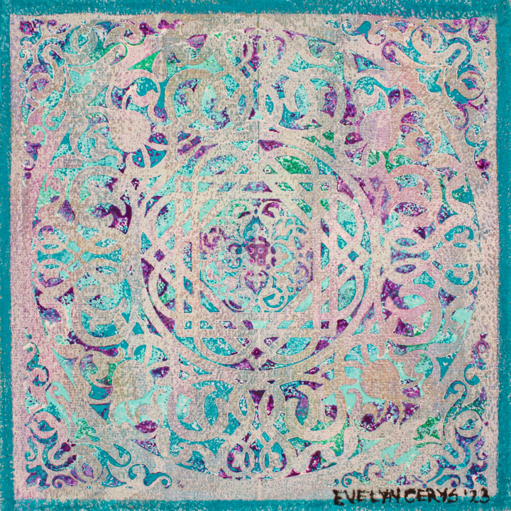 Painting titled "Mandala Design in b…" by Evelyn Cerys, Original Artwork, Acrylic