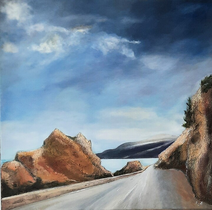 Pintura titulada "Les calanques de Pi…" por Evelyne Beaurain, Obra de arte original, Acrílico Montado en Bastidor de camilla…