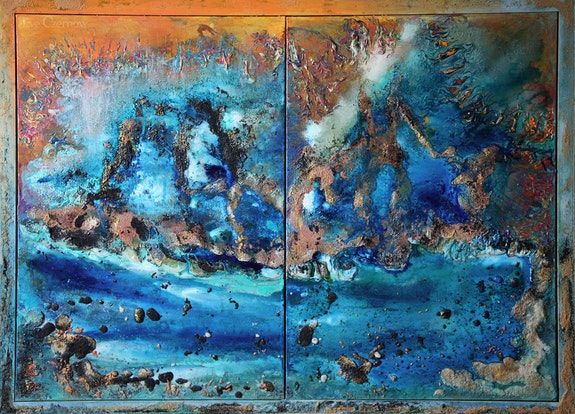 Schilderij getiteld "Paradis polynésien" door Eve Czernow, Origineel Kunstwerk, Acryl