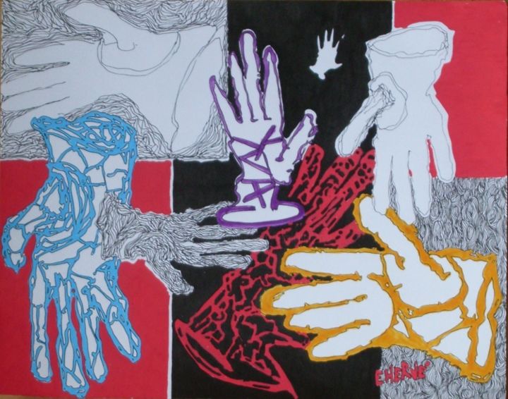 "gants et chuchoteme…" başlıklı Tablo Evelyne Hervé tarafından, Orijinal sanat, Petrol