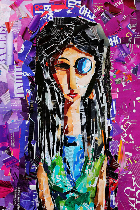 Collages intitulée "gypsy woman" par Evgenii Garan, Œuvre d'art originale, Collages