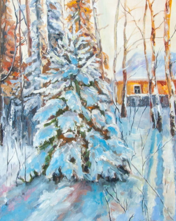 Картина под названием "Winter landscape" - Evgeniya Zragevskaya, Подлинное произведение искусства, Масло
