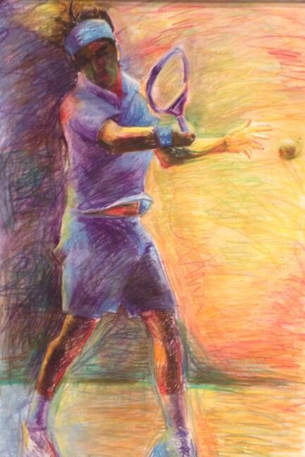Schilderij getiteld "3. Tennis in Art :…" door Evi Panteleon, Painter, Origineel Kunstwerk, Olie
