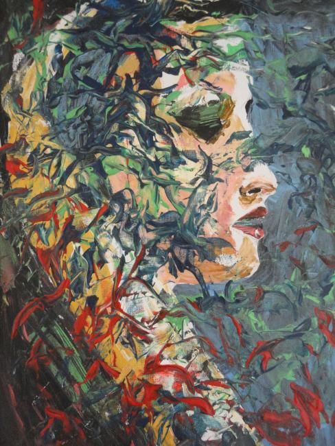 Pintura intitulada "Woman painted with…" por Ewa Helzen, Obras de arte originais