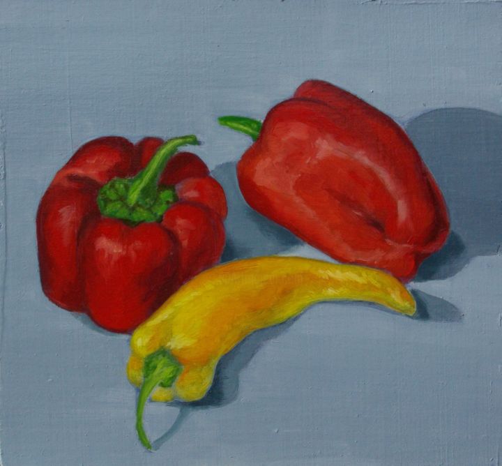 Painting titled "Poivrons" by Céline Excoffon, Original Artwork