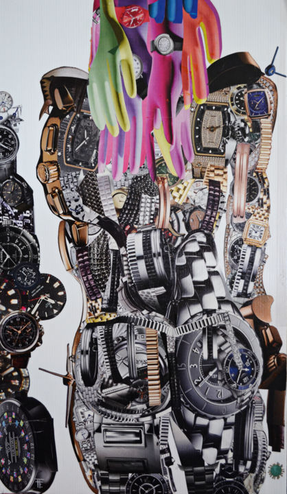 Collages intitulée "Chrono-Droïde M17M2…" par Fabienne Frery, Œuvre d'art originale, Collages