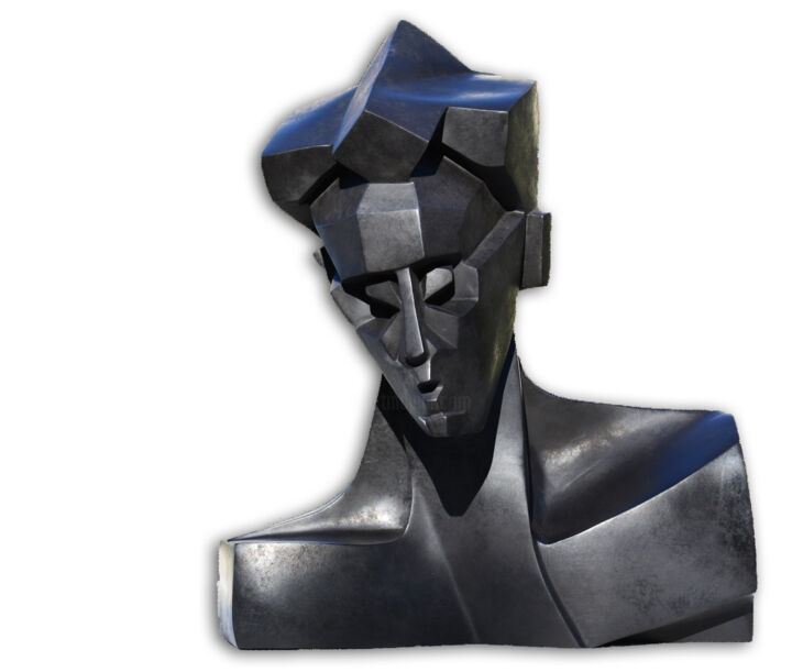 Sculpture titled "Tête cubiste" by Fabienne Fol, Original Artwork, Casting