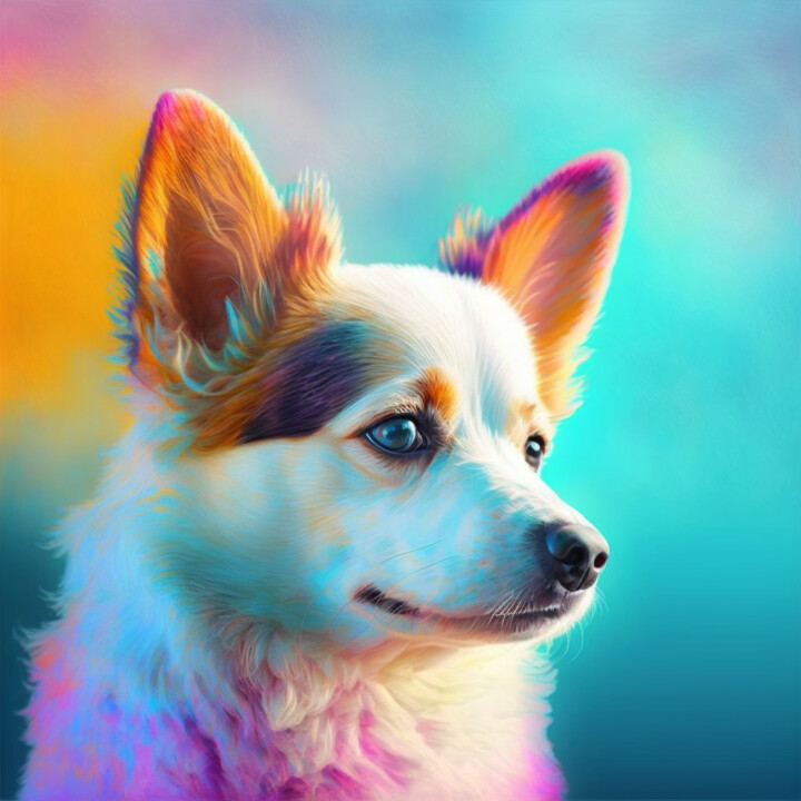 Grafika cyfrowa / sztuka generowana cyfrowo zatytułowany „Dog Pastel” autorstwa Fabio Souza, Oryginalna praca, Malarstwo cyf…