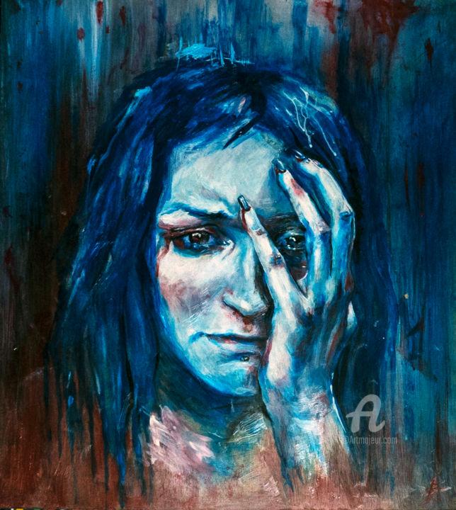 Painting titled "Depression" by Kitsuneart, Original Artwork, Acrylic