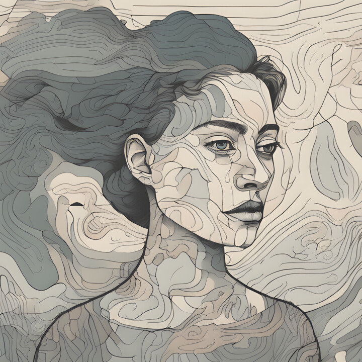 「Elegance in Sorrow」というタイトルのデジタルアーツ Fanny Gicela Rodriguez Sevillanoによって, オリジナルのアートワーク, AI生成画像