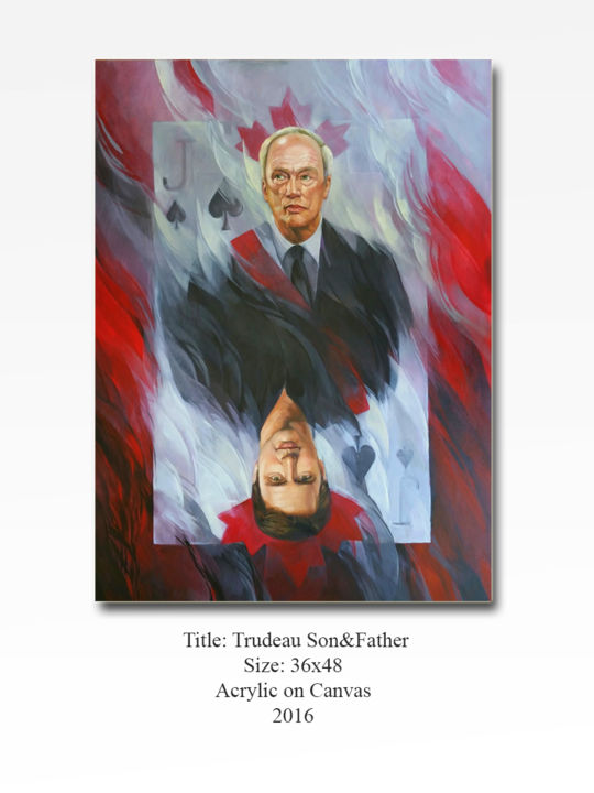 Painting titled "Trudeau /Father and…" by Farhad Amini, Original Artwork, Acrylic