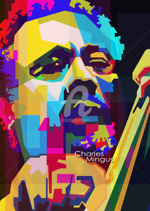 Digitale Kunst getiteld "Charles Mingus Amer…" door Fariza Abdurrazaq, Origineel Kunstwerk, Digitale afdruk
