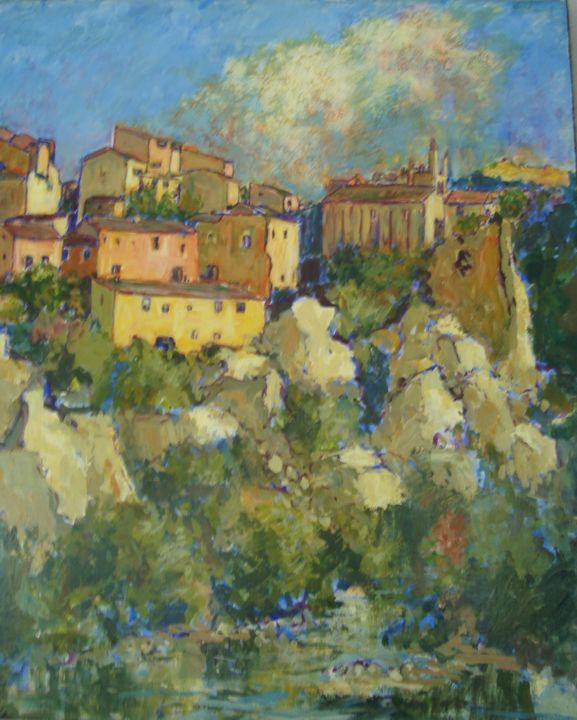 Painting titled "Village rêvé" by Fauve En Provence, Original Artwork, Other