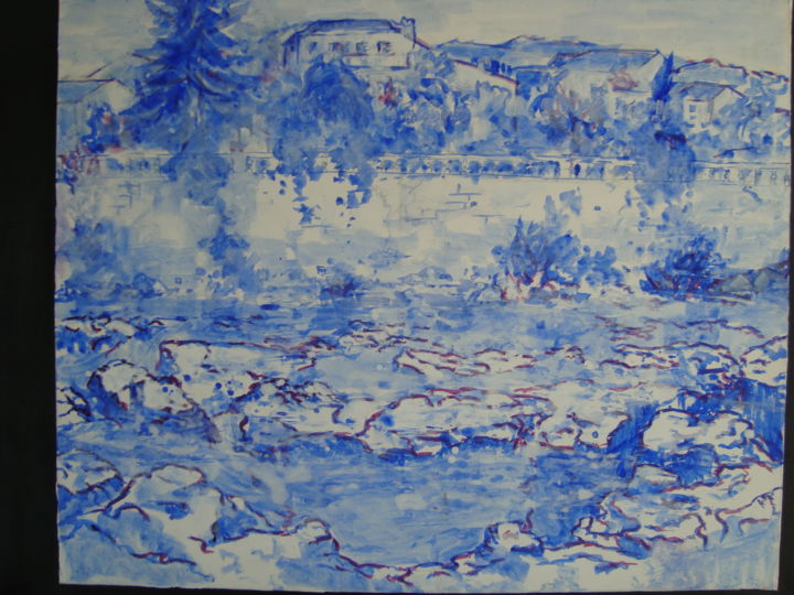 Картина под названием "étude au bleu" - Fauve En Provence, Подлинное произведение искусства, Другой