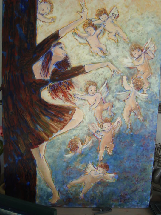 Картина под названием "danse avec les anges" - Fauve En Provence, Подлинное произведение искусства, Другой
