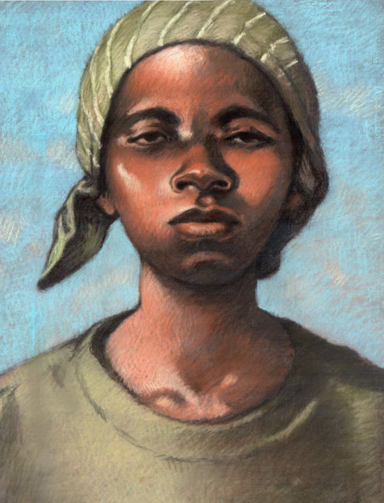 Drawing titled "Jeune migrant" by Federico Milano, Original Artwork, Pastel Mounted on Cardboard