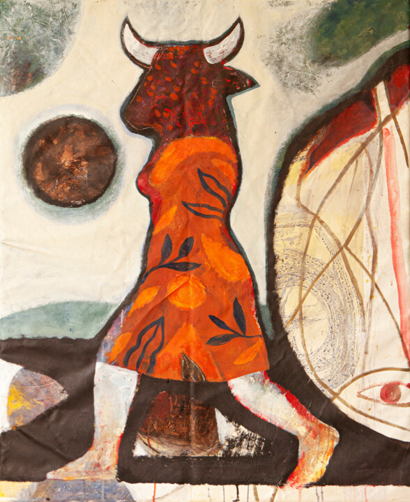 Malerei mit dem Titel "Minotaura" von Federico Womb, Original-Kunstwerk, Öl