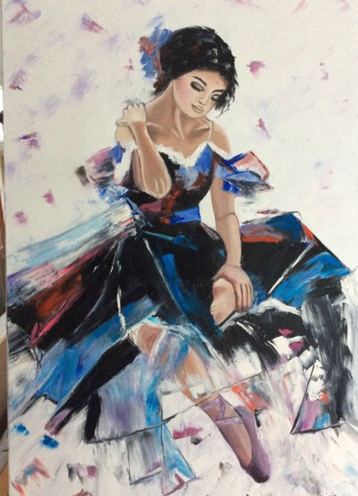 Pintura intitulada "Danseuse" por Felicia Butel, Obras de arte originais, Óleo Montado em Armação em madeira