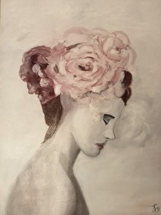 Peinture intitulée "couronne de fleurs" par Felicia Butel, Œuvre d'art originale, Huile