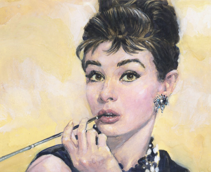 Audrey Hepburn Watercolor, Pintura por Felipe Echevarria | Artmajeur