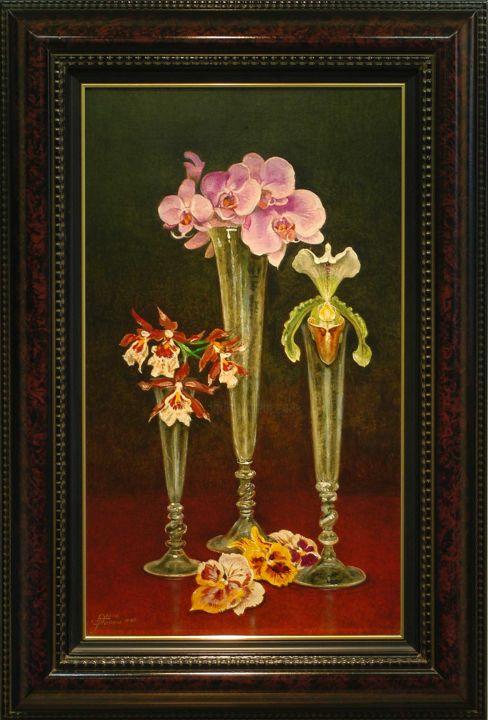 Pintura titulada "Les 3 verres aux Or…" por Fernand Dresse, Obra de arte original