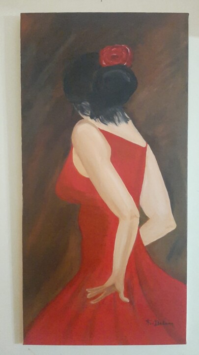 Schilderij getiteld "Flamenca" door Fernanda Bolivar, Origineel Kunstwerk, Olie