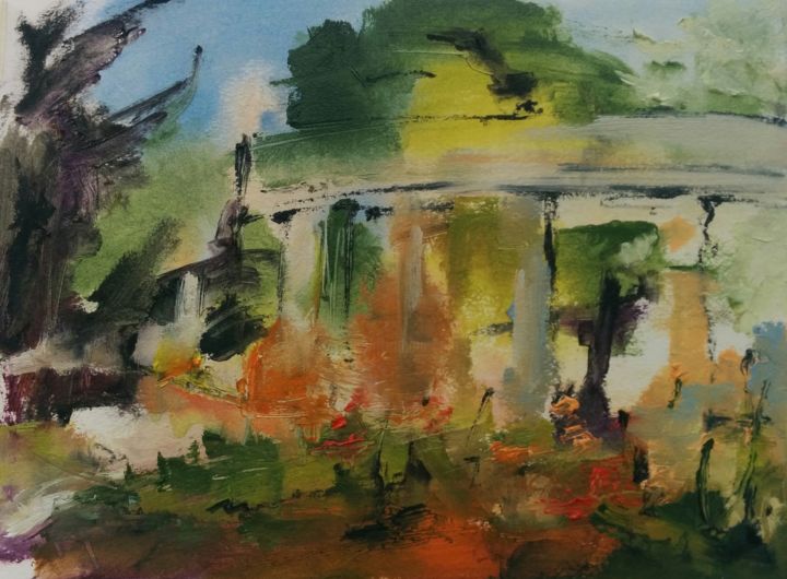 Peinture intitulée "Parc Monceau" par Philippe Bucher, Œuvre d'art originale, Huile