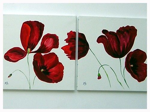 Painting titled "Duo coquelicots" by Filo, Original Artwork