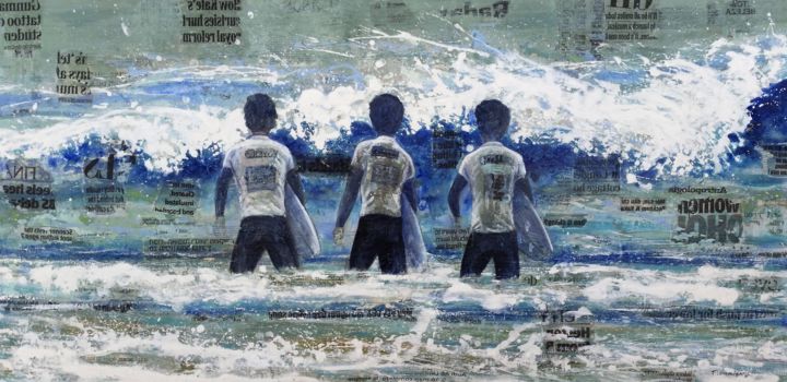 Pittura intitolato "Surfistas" da Filomena Campos, Opera d'arte originale, Acrilico