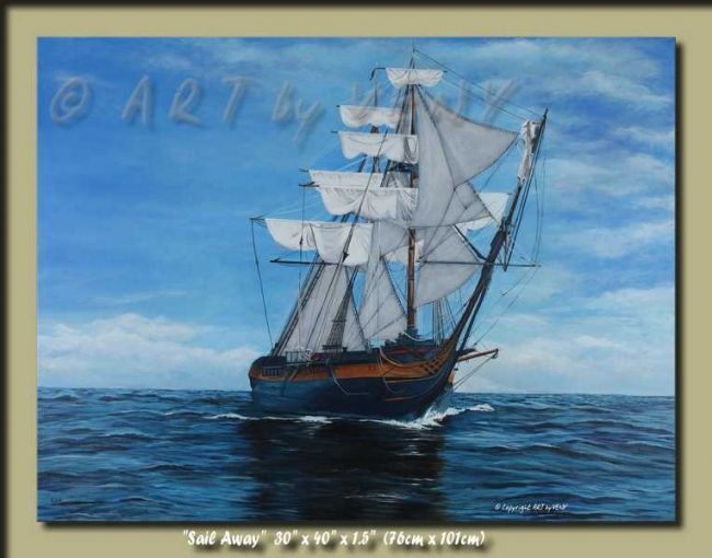 Картина под названием "Sail Away Marine Art" - Veny, Подлинное произведение искусства, Масло