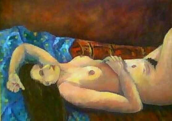 Painting titled "Sleeping Nude" by Peter Abbott, Original Artwork