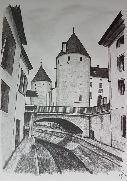 Dessin intitulée "Yverdon" par Flavio Granito, Œuvre d'art originale, Graphite