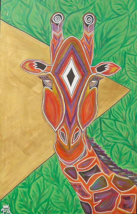 Peinture intitulée "GIRAFE" par Flora Channel, Œuvre d'art originale, Acrylique