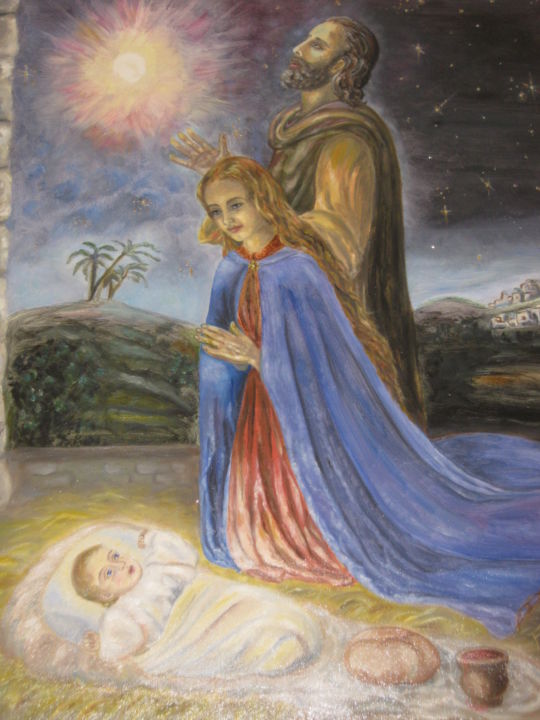 「Holy night」というタイトルの絵画 Flora Lalliによって, オリジナルのアートワーク, オイル