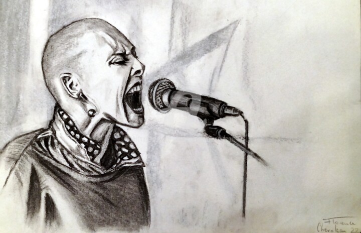 Drawing titled "Chanteuse punk" by Florence Chevoleau (FCArt), Original Artwork, Graphite